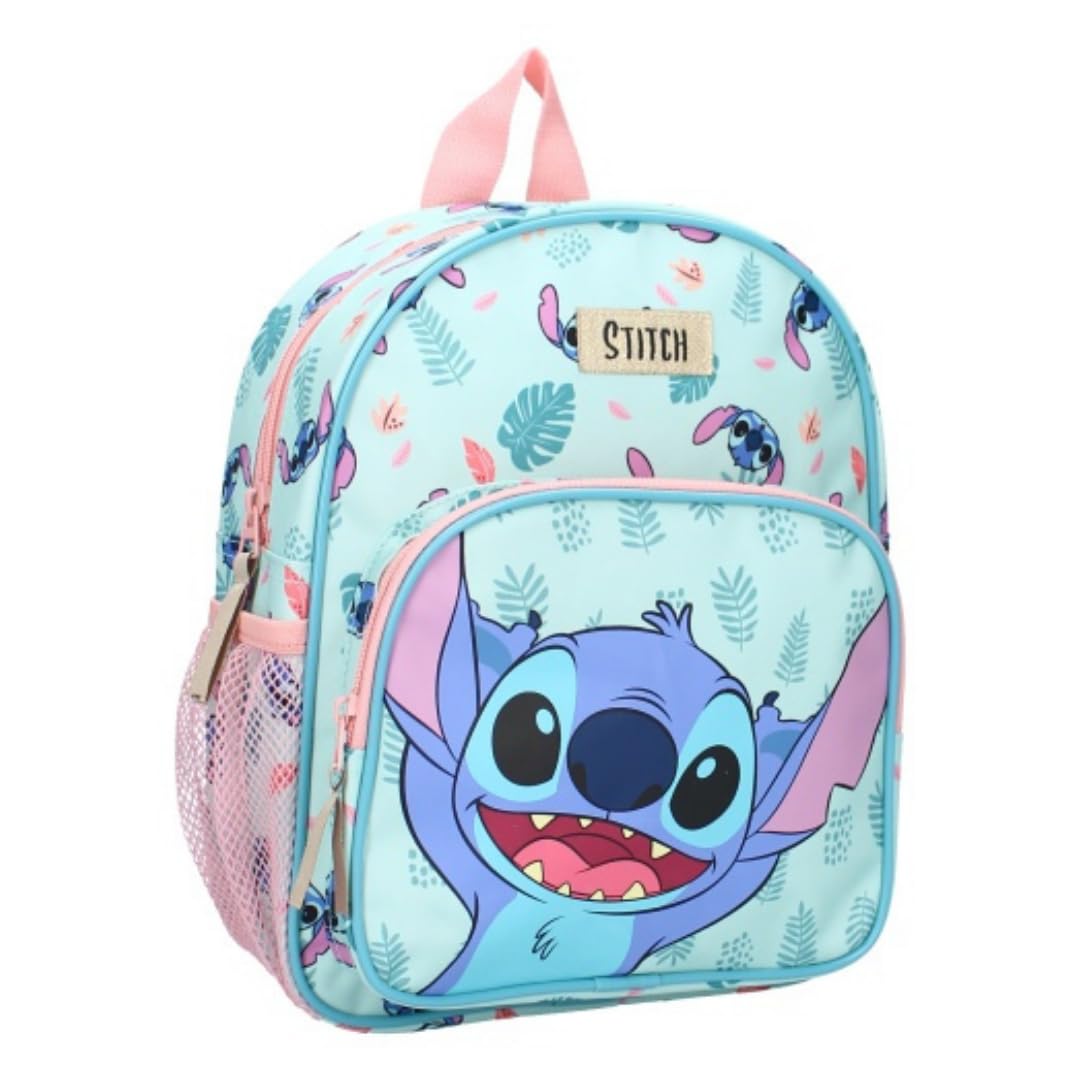 mybagstory Stitch - Azul - Niño - Escuela - Jardín de infantes - Guardería - Guardería - Mochila para niña - Talla 29 cm - Tirantes ajustables - Idea de regalo, azul, 29 cm