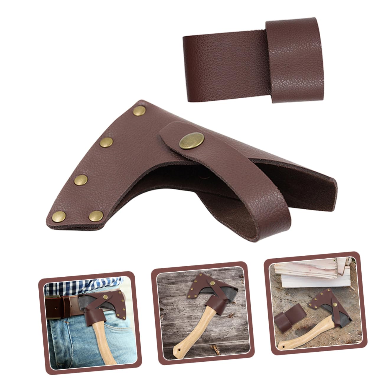 POPETPOP Outdoor Axe Protective Sleeve Hatchet Cover for Camping Light Brown Functional and Practical Design Easy to Carry Prevents Accidental Cuts for Outdoor Activities