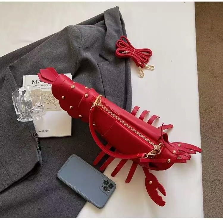 Cute 3D Lobster Shoulder Bag Crossbody Bag, Novelty Purse, Unique Animals Shaped Handbag for Women