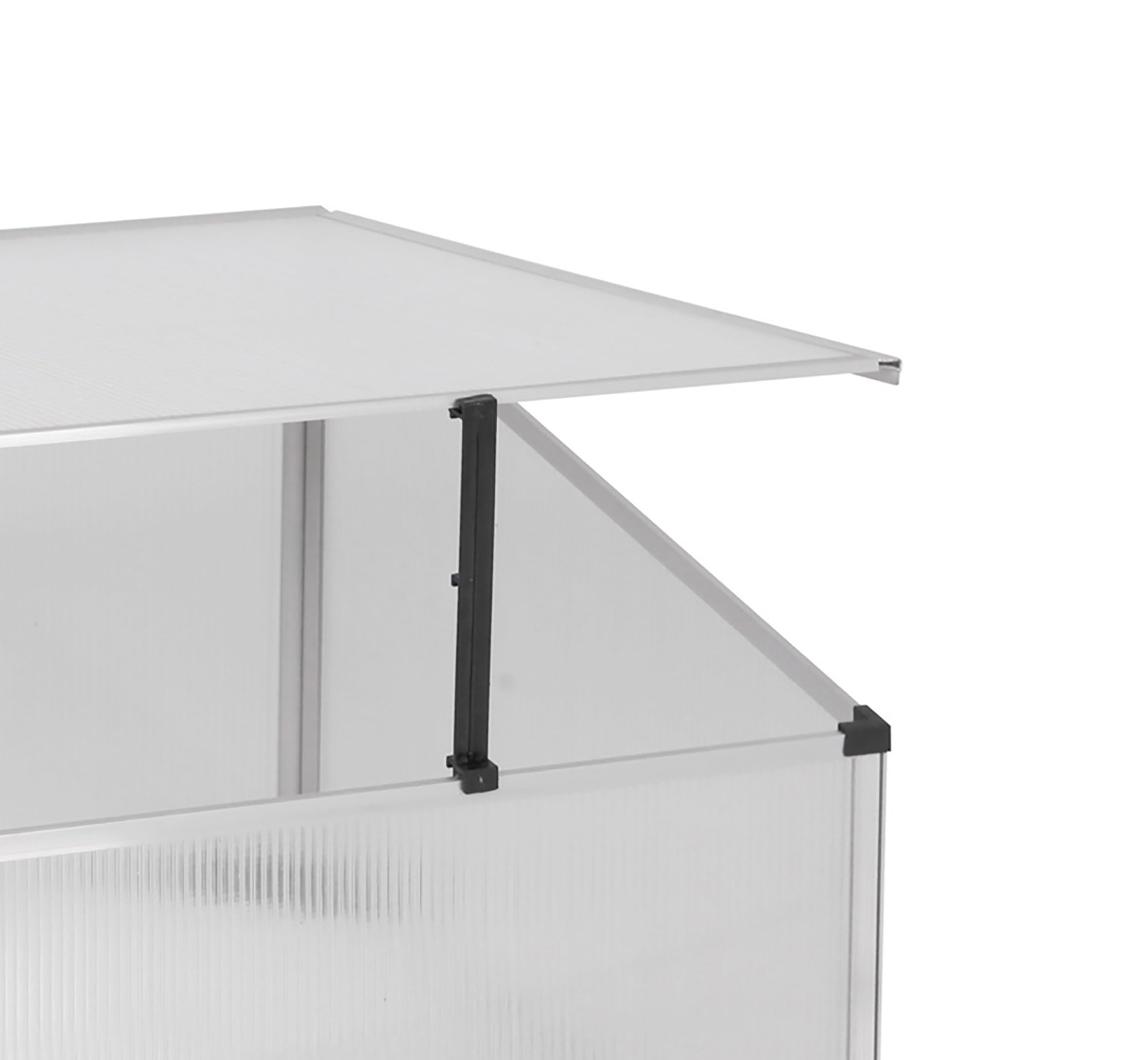 Frühbeetkasten mit geteiltem Deckel - 120 x 80 cm - Kleines Gewächshaus mit Schrägdach - Polycarbonat Treibhaus Kasten Gemüsebeet Abdeckung