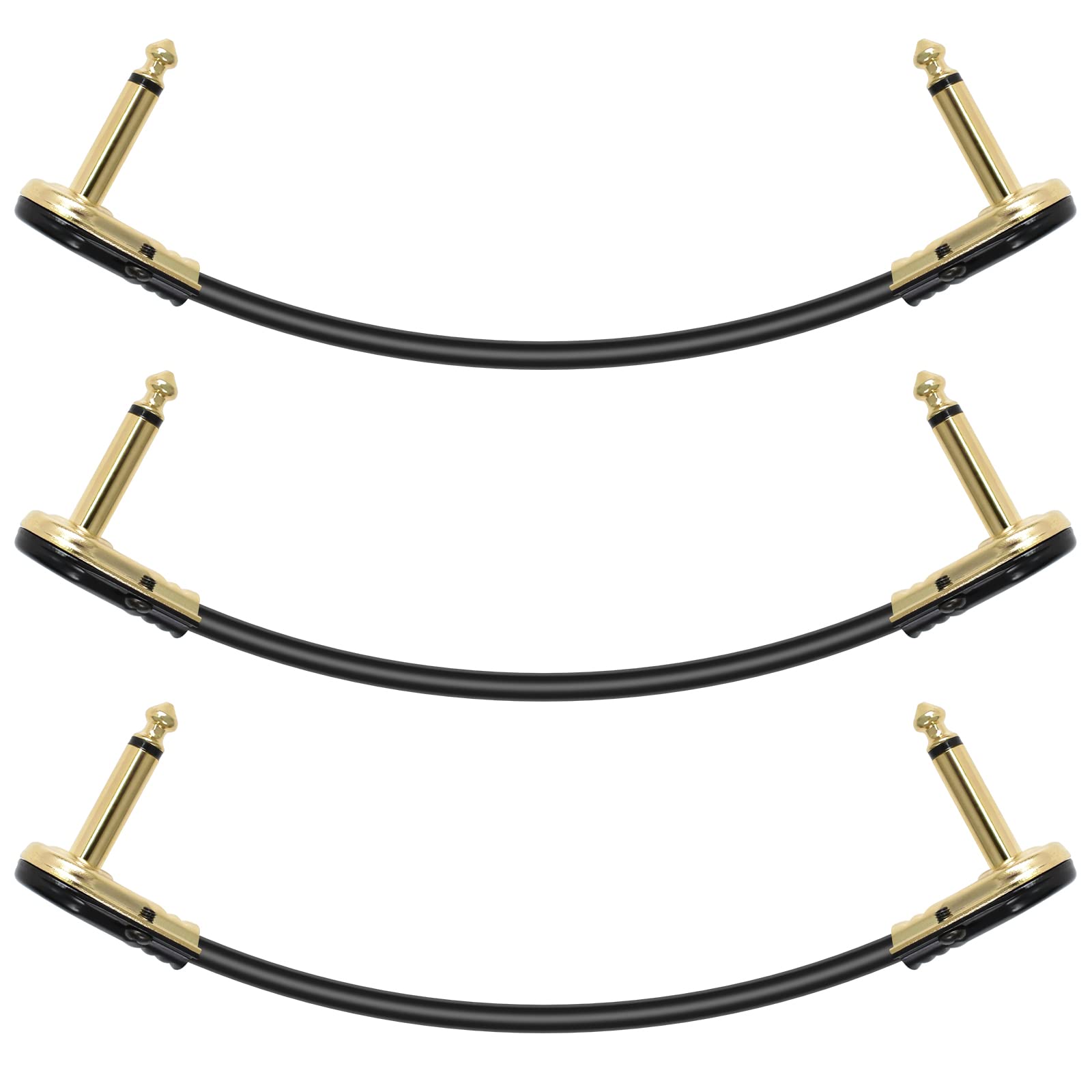 Colexy Jeu De 3 Câbles Guitare Plats 30cm - Câbles Patch 6,35mm Pour Pédales D'Effet Professionnelles