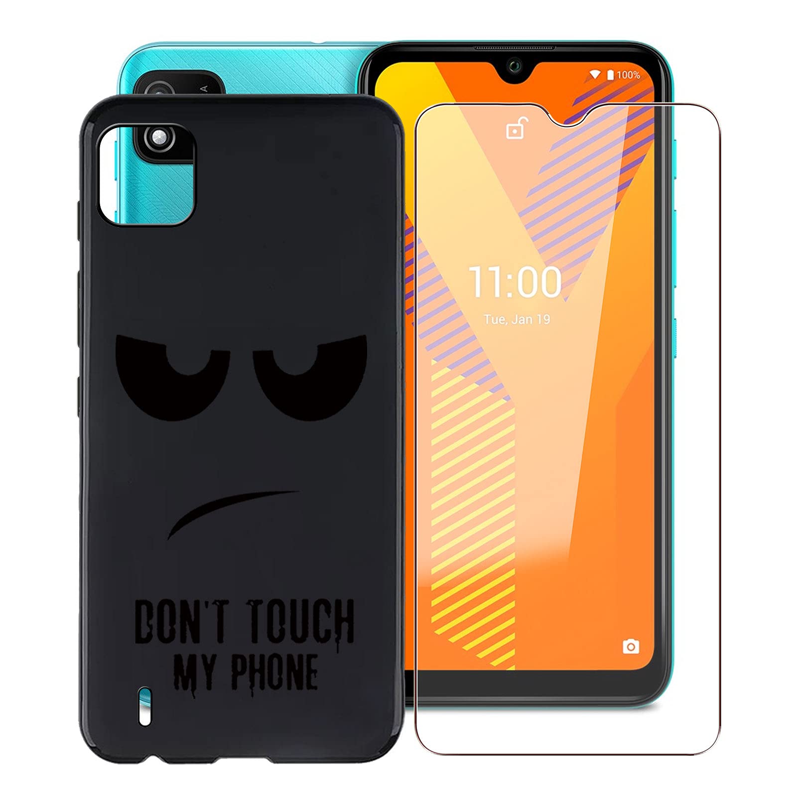 Cover Per Wiko Y62 Plus (6.1") + Vetro Temperato 9H - Custodia In Silicone TPU Morbido Nero E Pellicola Protettiva - WM73