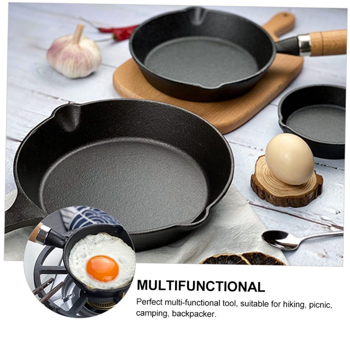 TOYANDONA Kleiner Bratpfanne aus Eisen für Camping und Backpacking, Schwarz
