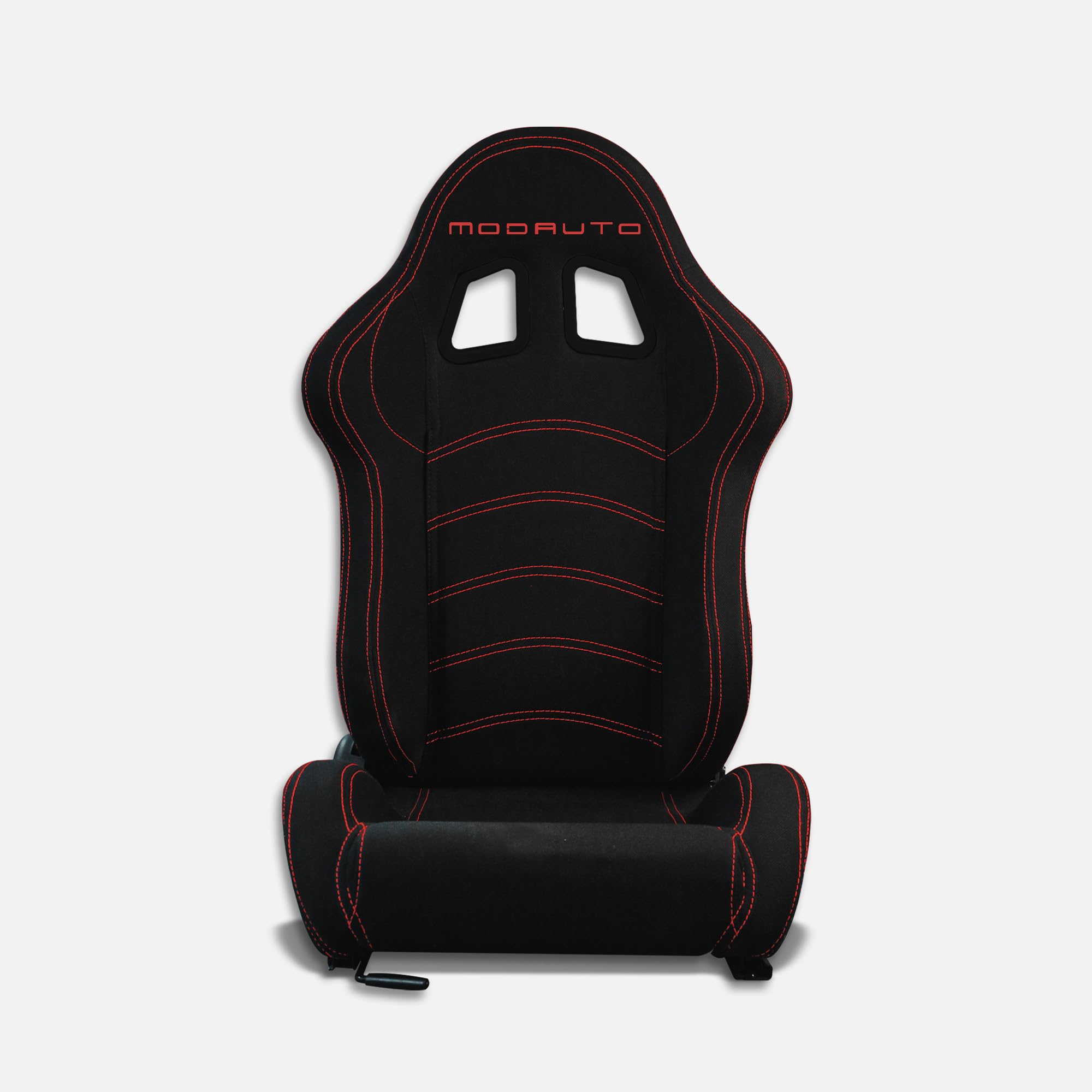 MODAUTO Asiento Deportivo Coche,Semibaquet Ajustable,de Tela,Adaptable para Coches,Ríeles incluidos,Conductor y Pasajero, para Coche y Simulador de Conducción,Modelo M-N190L,Negro Logo