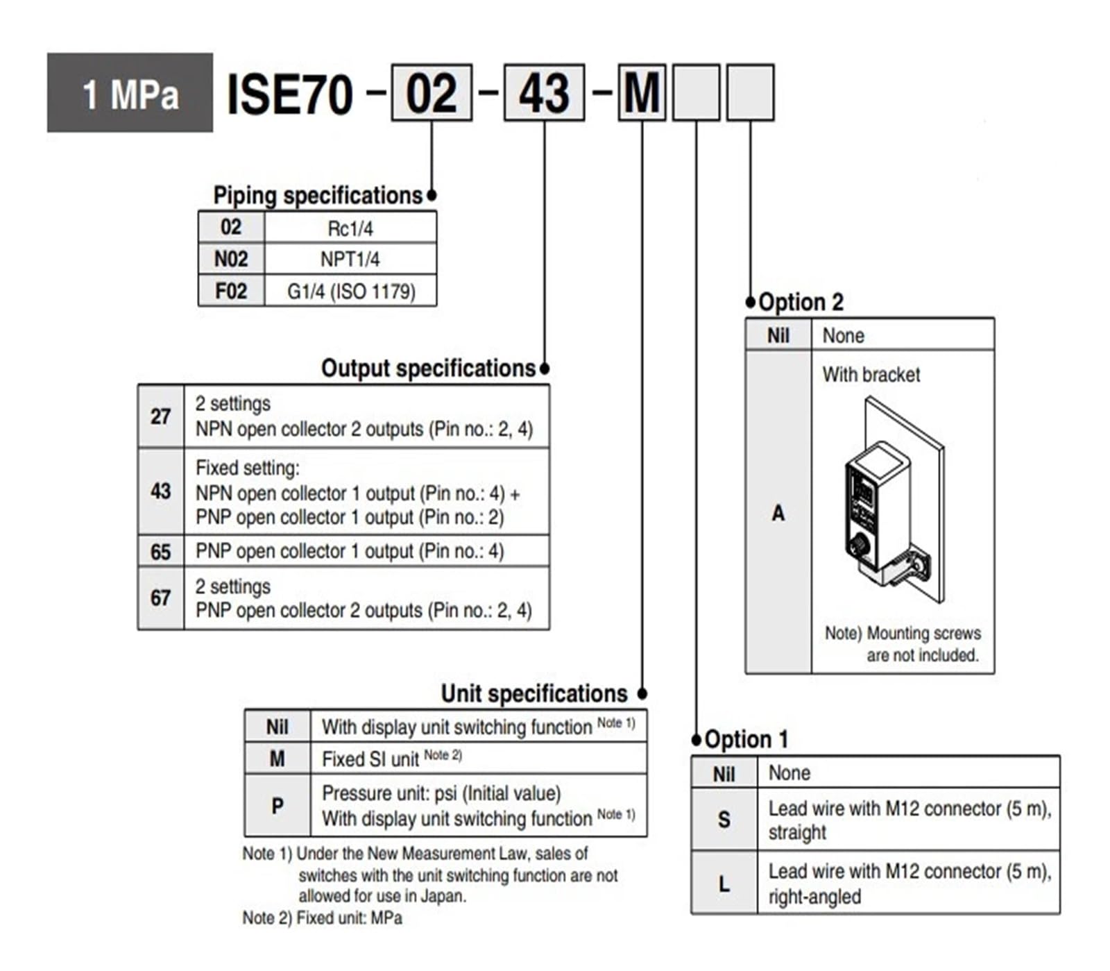 Presostato Digital con Pantalla ISE70 ISE70-F02-65 ISE70-02-65(ISE70-F02-65)