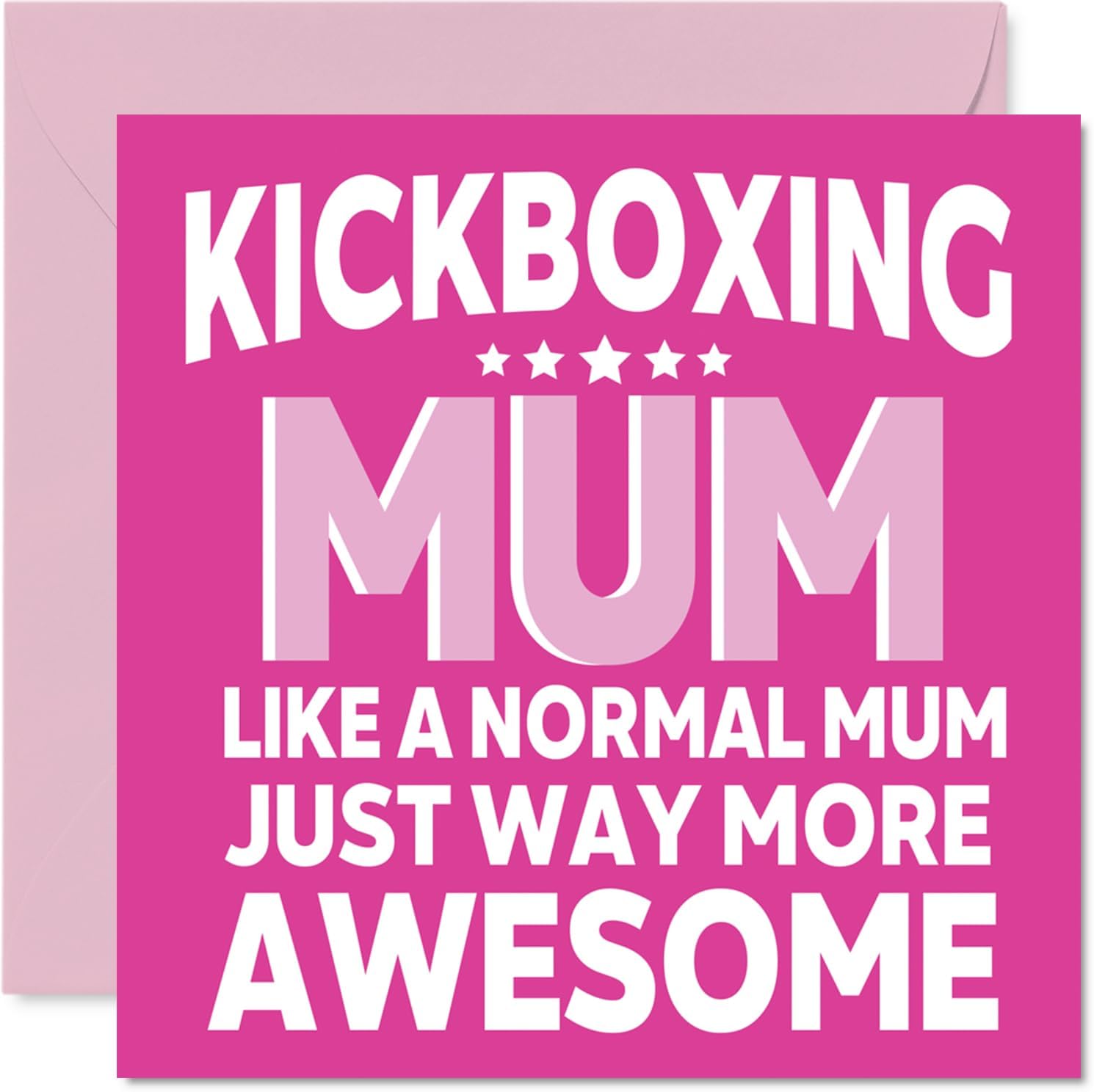 Kickboxing Birthday Card for Mum - Awesome Mum Sports - Happy Birthday Card for Women, 145mm Female Greeting Cards
