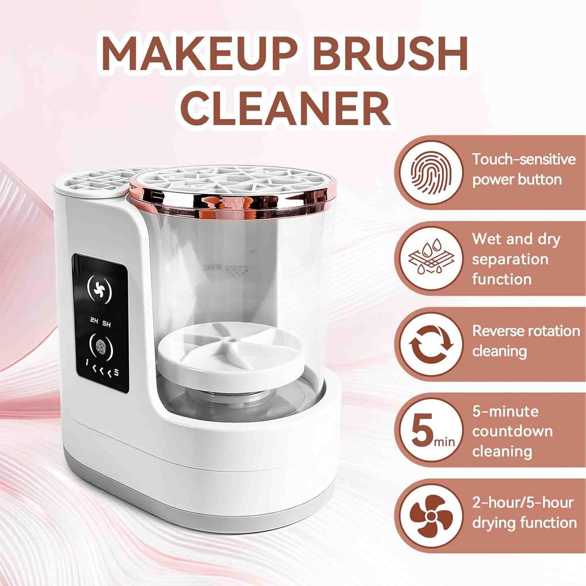 Nettoyeur de pinceaux de maquillage électrique, outil de nettoyage automatique USB, machine détachable des pinceaux de beauté, nettoyage cosmétique à séchage rapide