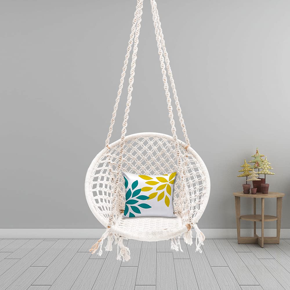 Patiofy Hammock Swing with Hanging Kit, Hanging Swing Jhula for Kids and Adults (Cotton,White)