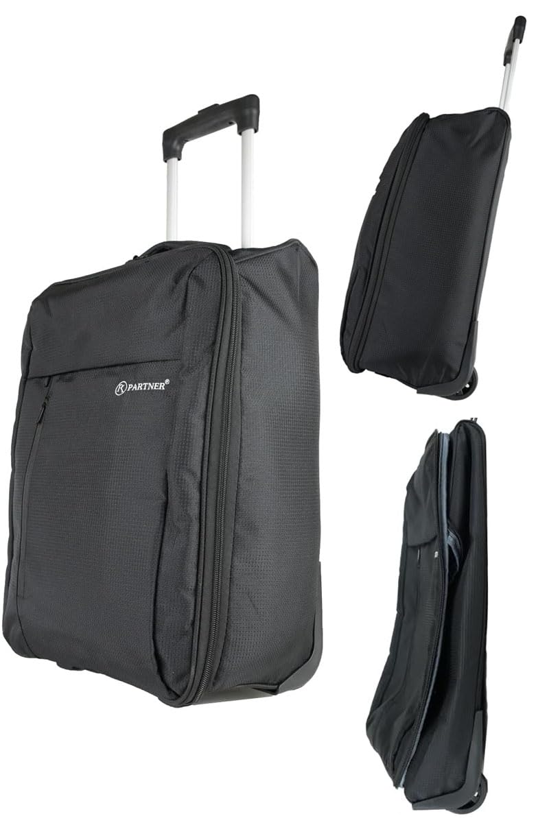 2-Wheel carry-on Lightweight Cabin trolley Luggage, Cabin Travel bag with adjustable handle Made of Quality Materials.10Kg Capacity Light Weight, Water Resistance,Approved Airlines (BLACK)