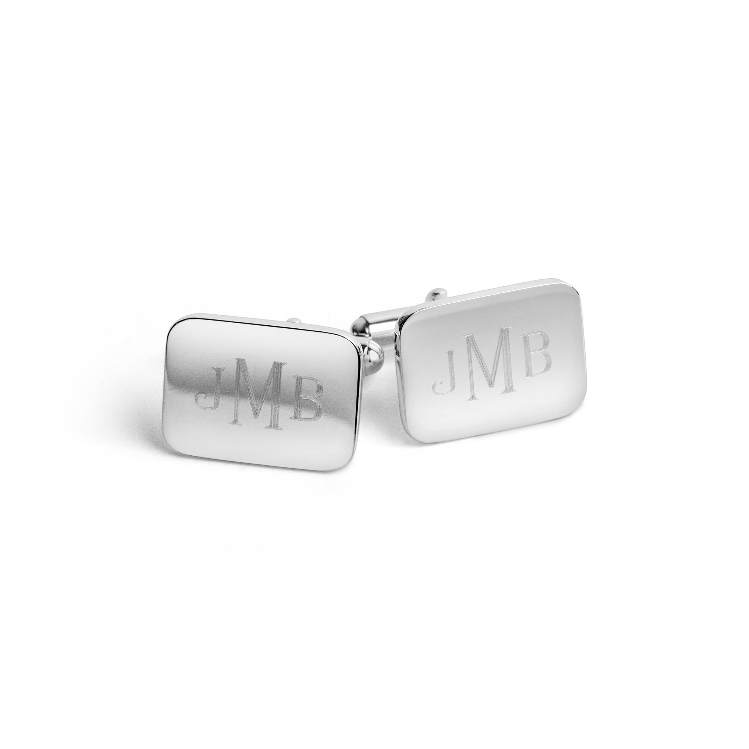 Krysaliis Sterling Silver Soft Rectangular Cufflinks – Handcrafted Solid Sterling Silver Men’s Accessory, Custom Engravable Gift for Weddings,