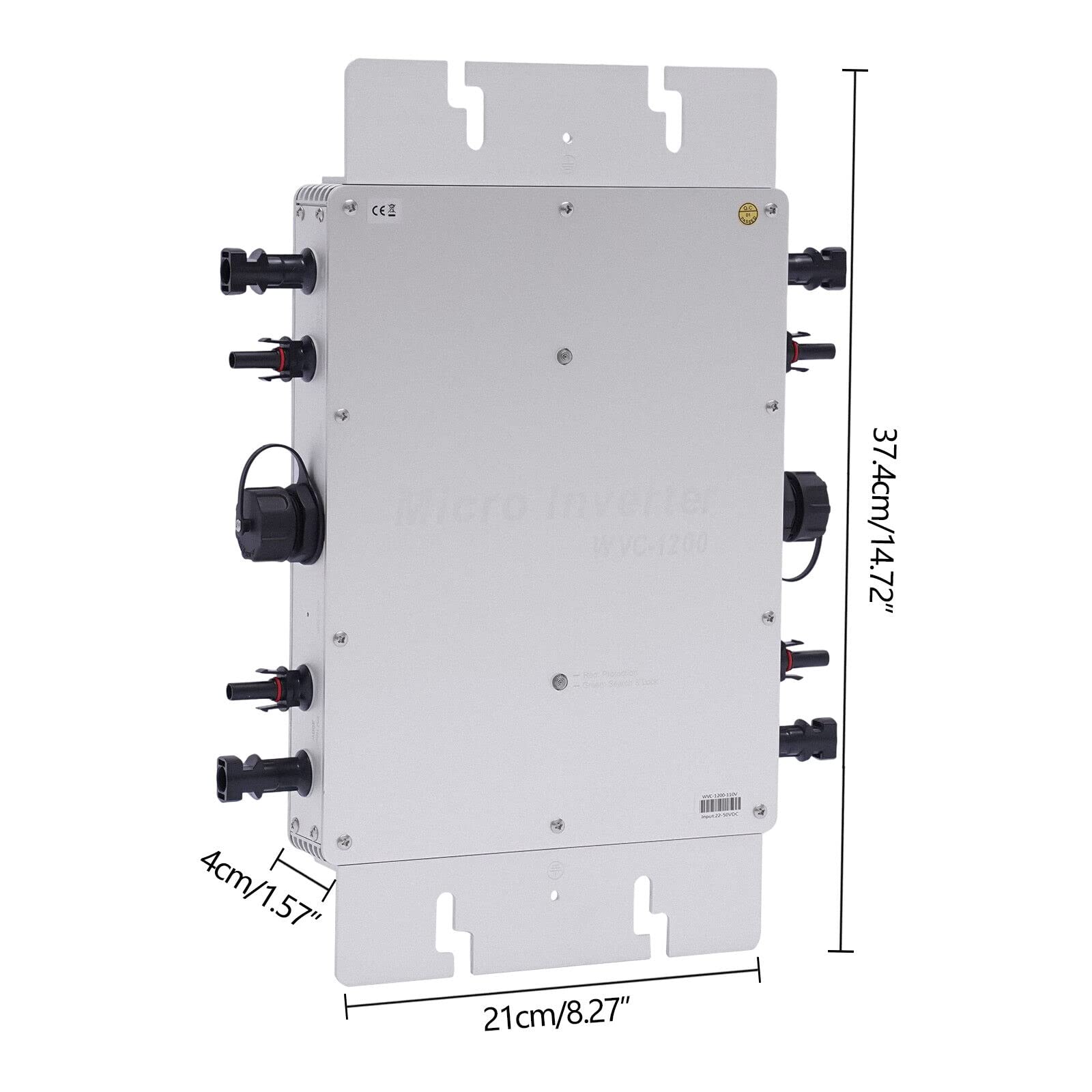 DC28-50V Mikro Wechselrichter MPPT 1200W PV Solar Grid Tie Micro Inverter Modul, für 30V oder 36V Sonnenkollektoren (Silver)