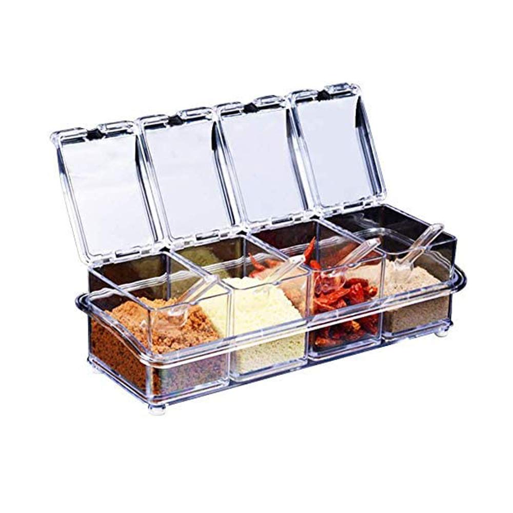 Gewürz-Organizer Mit Löffeln - 4-fach Aufbewahrungsbox Aus Kunststoff