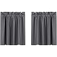 RYB HOME Bathroom Curtains Room Darkening Privacy Small Window Curtains for Bedroom Kitchen Basement RV Camper Portable, Wide 29 inches x Long 30 inches, Light Yellow, 2 Panels