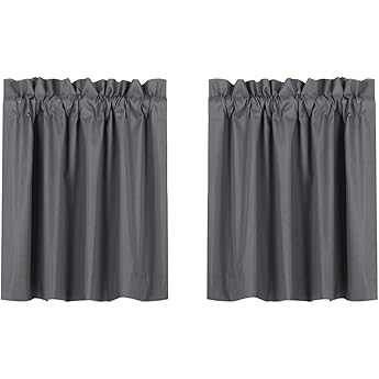 RYB HOME Bathroom Curtains Room Darkening Privacy Small Window Curtains for Bedroom Kitchen Basement RV Camper Portable, Wide 29 inches x Long 30 inches, Light Yellow, 2 Panels