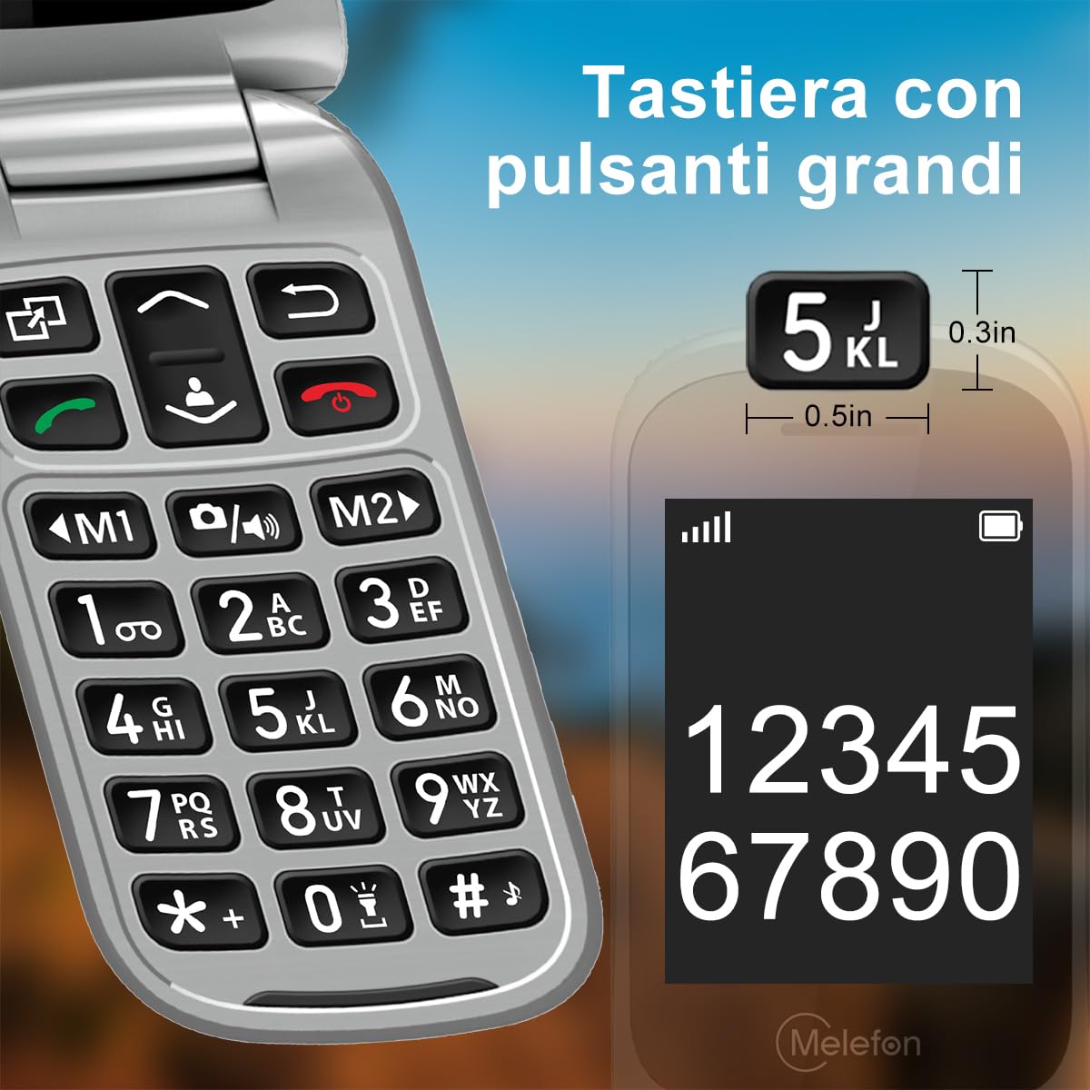 4G Flip Telefoni Cellulari con Tasti Grandi, Telefono Cellulare per Anziani,Pantalla 2..4",Funzione SOS,Volume Alto, Batteria 1350mAh, Radio FM e Torcia Integrata - Semplice da Usare per Nonni