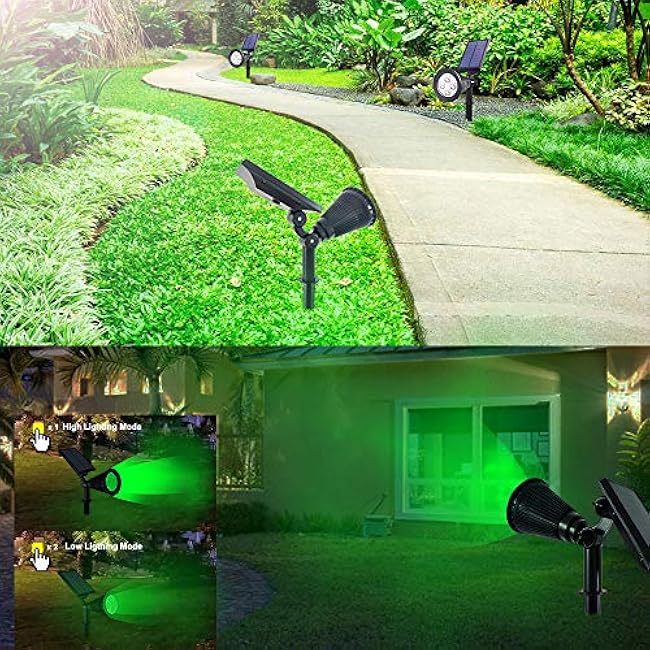 Clordeal Solar Lights Outdoor Waterproof, 2 in 1 LED Landscape Lights, 4 LED Solar Flag Pole Light Garden Pathway Yard Patio Lawn Decorative Lighting (Green)