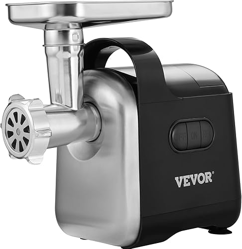 Miniatura 10 de VEVOR Picadora de carne eléctrica, relleno de salchichas de 550 W, máquina picadora de carne resistente aprobada por ETL con 2 cuchillas, 3 placas