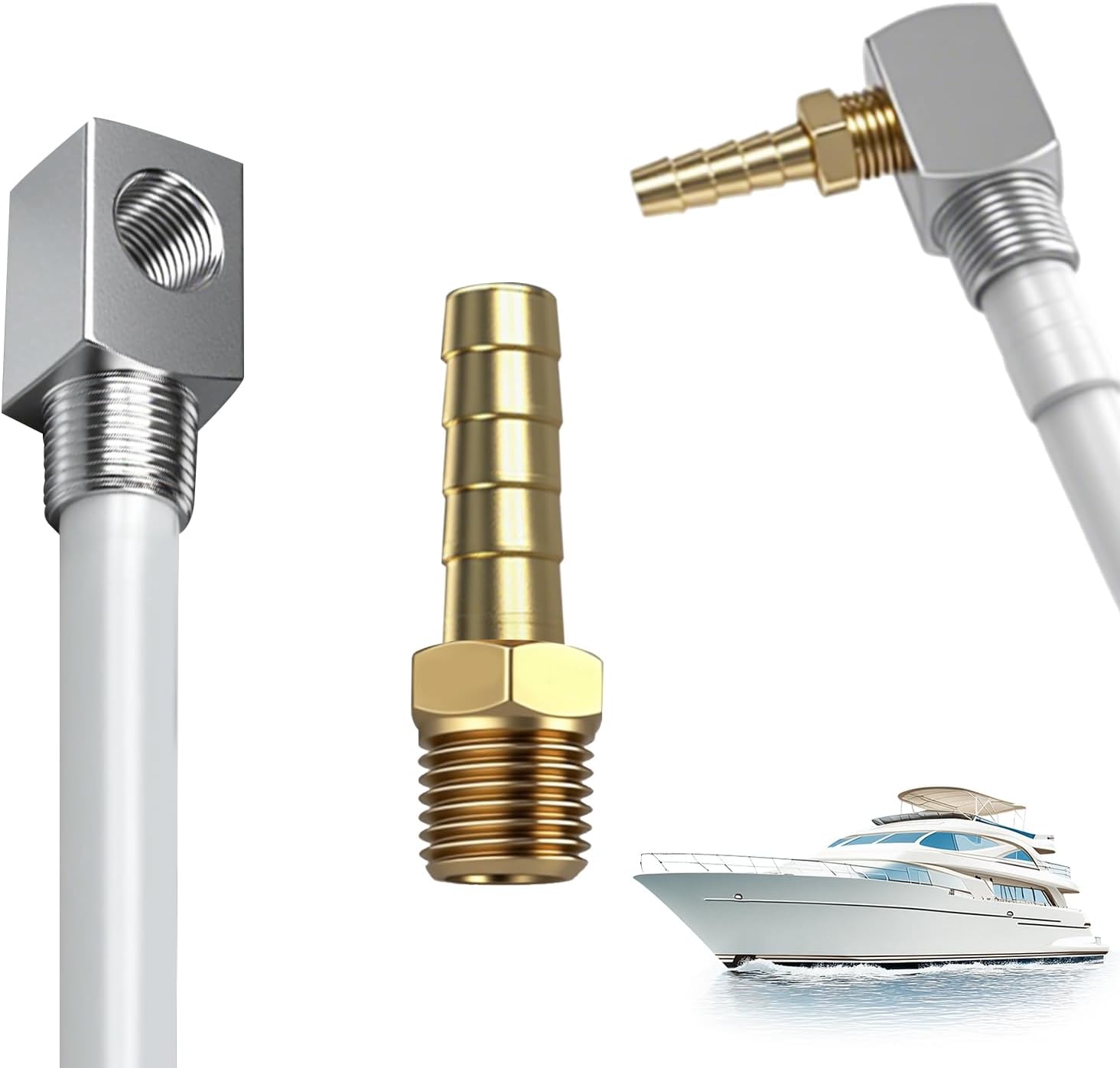 12" Boat Fuel Tank Pickup Tube with Strainer, 7-0948 Polyethylene Fuel Pickup Tube with Brass Barb Connector, Fits Standard Universal Boat Fuel Tank