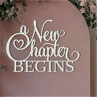A New Chapter Begins Bridal Shower Welcome Sign,Wooden Book Theme Welcome Sign Decor, Job Change Pary Decorations,Baby Shower Decorations,Love Story Bridal Shower Decor, Bridal Shower Themed Party Decorations