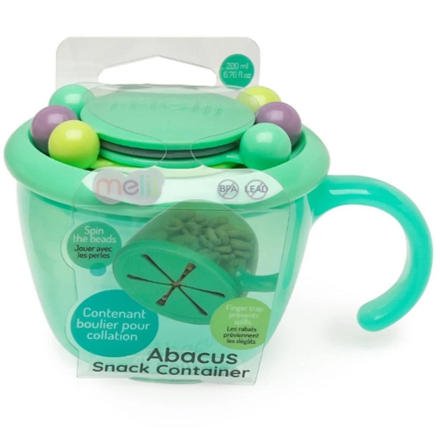 melii Abacus Snack Container for Kids Toddlers and Baby with Removable Food Trap (Blue) 2