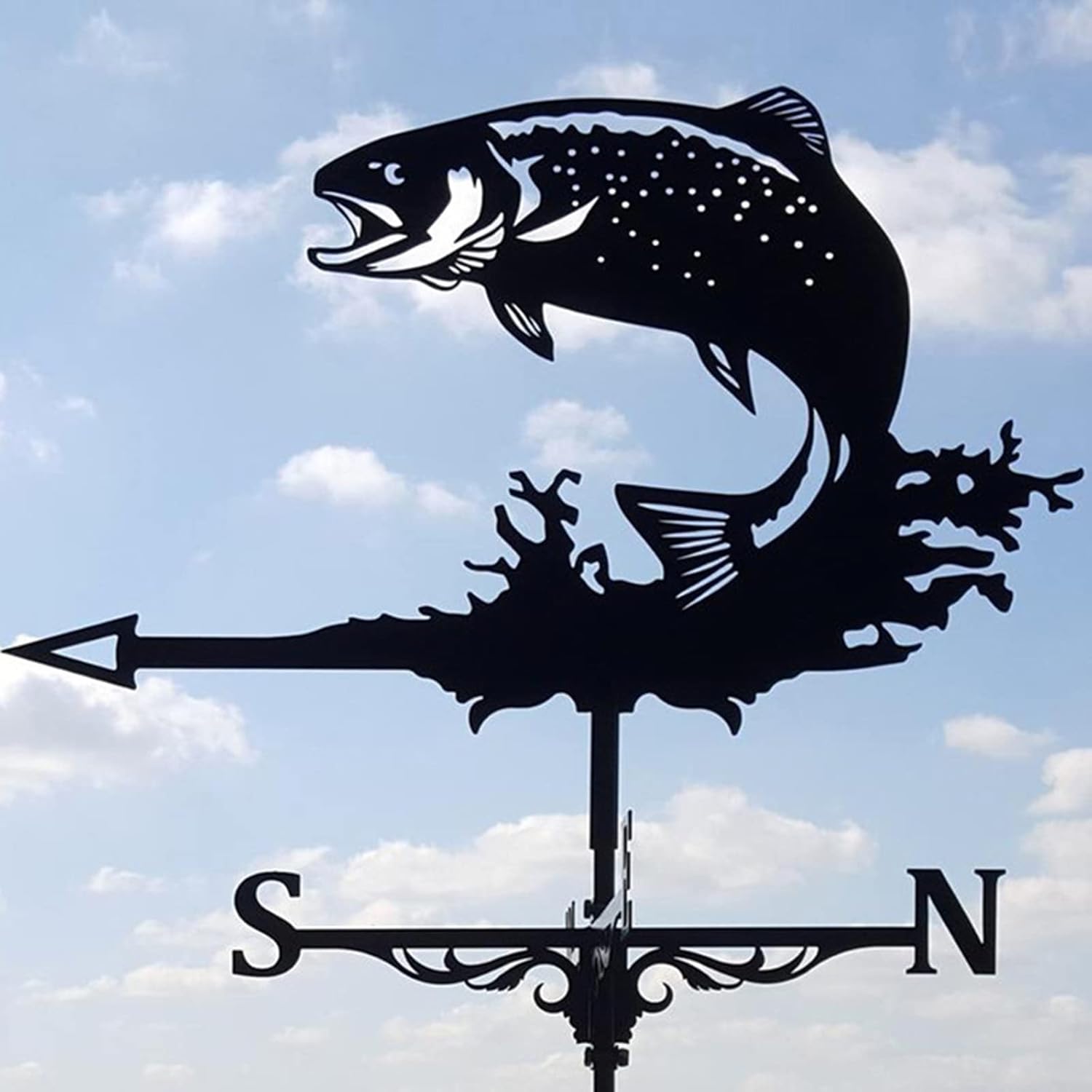 Koi Fish Weather Vane, Anti Rust Coating Stainless Steel