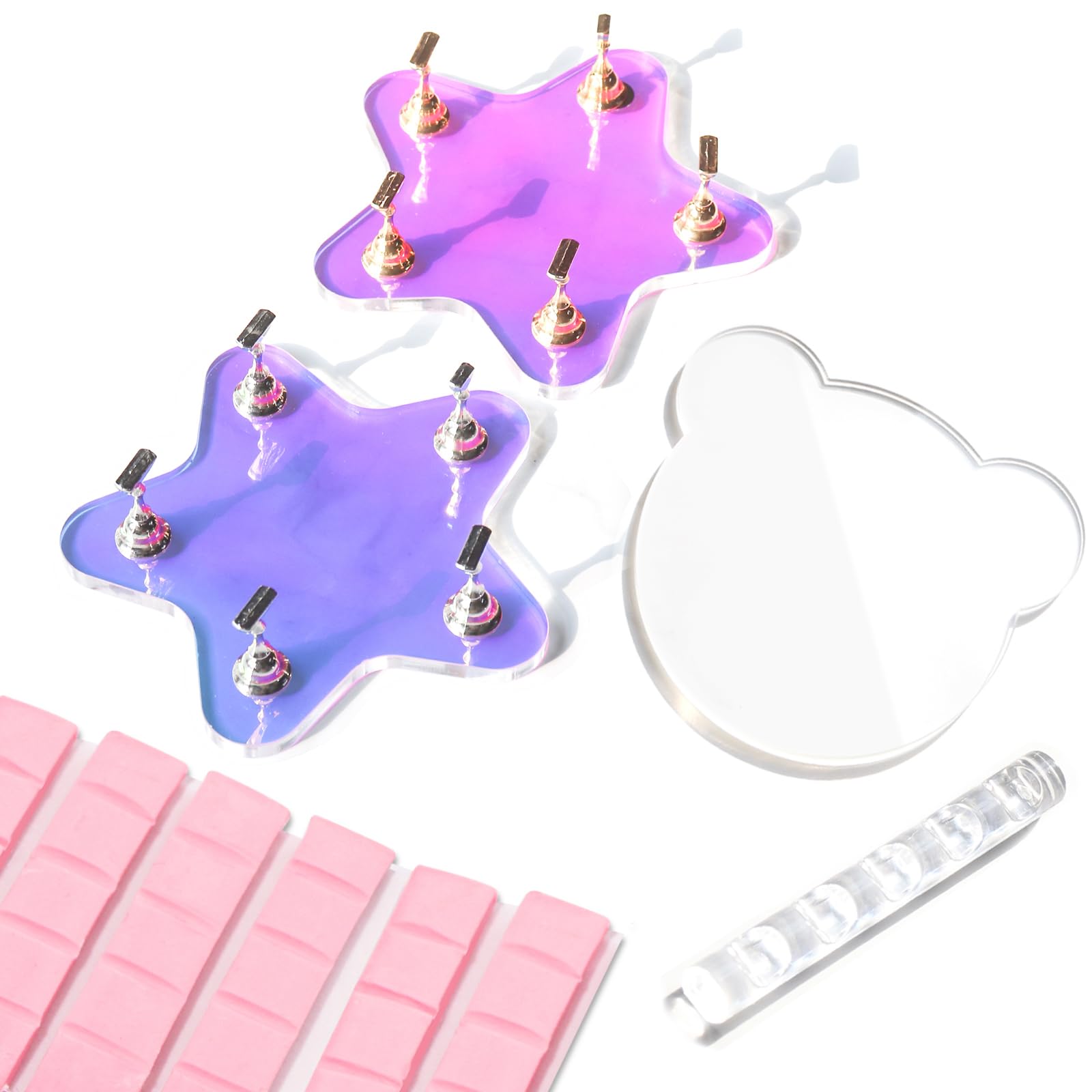 Soporte de uñas para prensa, soporte de uñas Aurora para pintar uñas a presión, soporte de uñas de acrílico sólido para arte de uñas con paleta de arte de uñas y soporte para cepillo de uñas