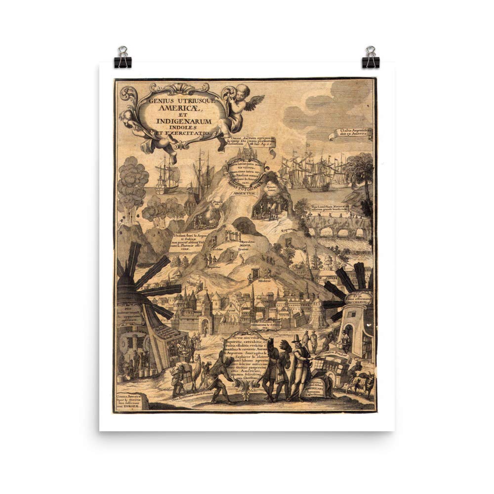 Carte des Indiens d'Amérique du Sud poster 1703 pour salon cabinet de curiosité