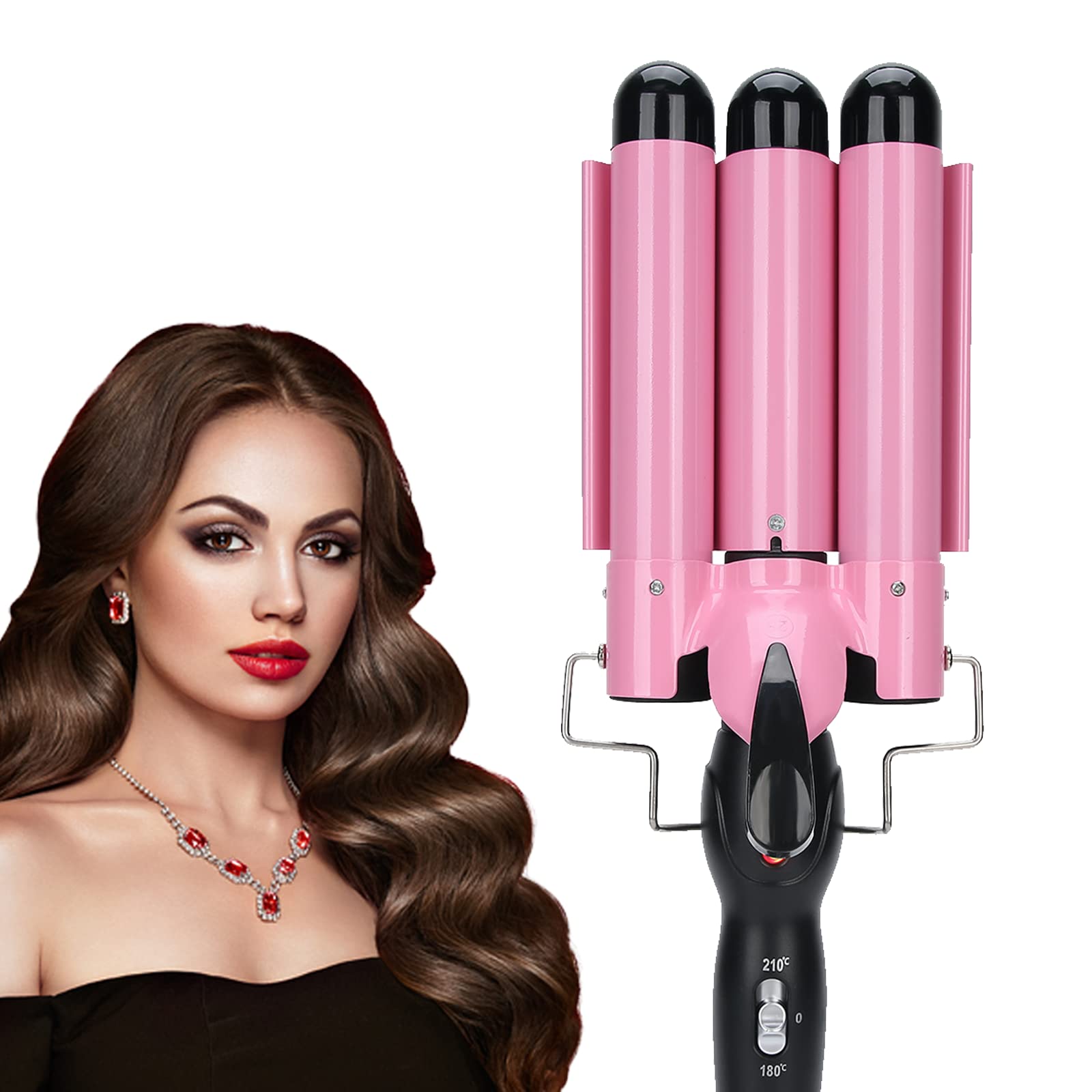 3 Barrel Curling Iron Wand,Curling Iron Curling Tongs, Hair Curler Waver Crimper Hair Styling Tool for or Short Hair Styling (US 28mm)
