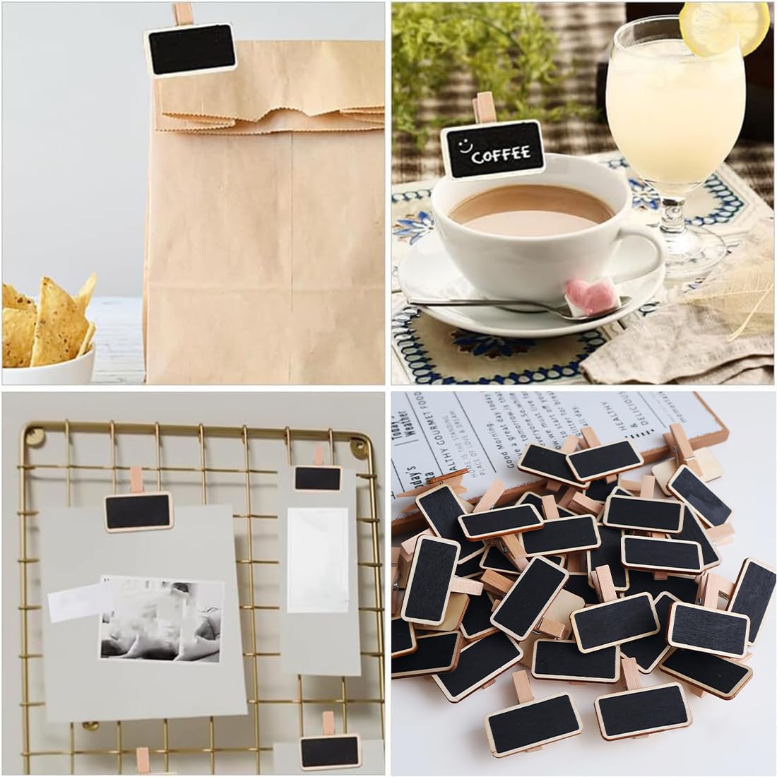 Pinzas de Pizarra Mini Reutilizables con Tiza, Tablero de Etiquetas para Bodas - Pequeñas Pizarras para Escribir