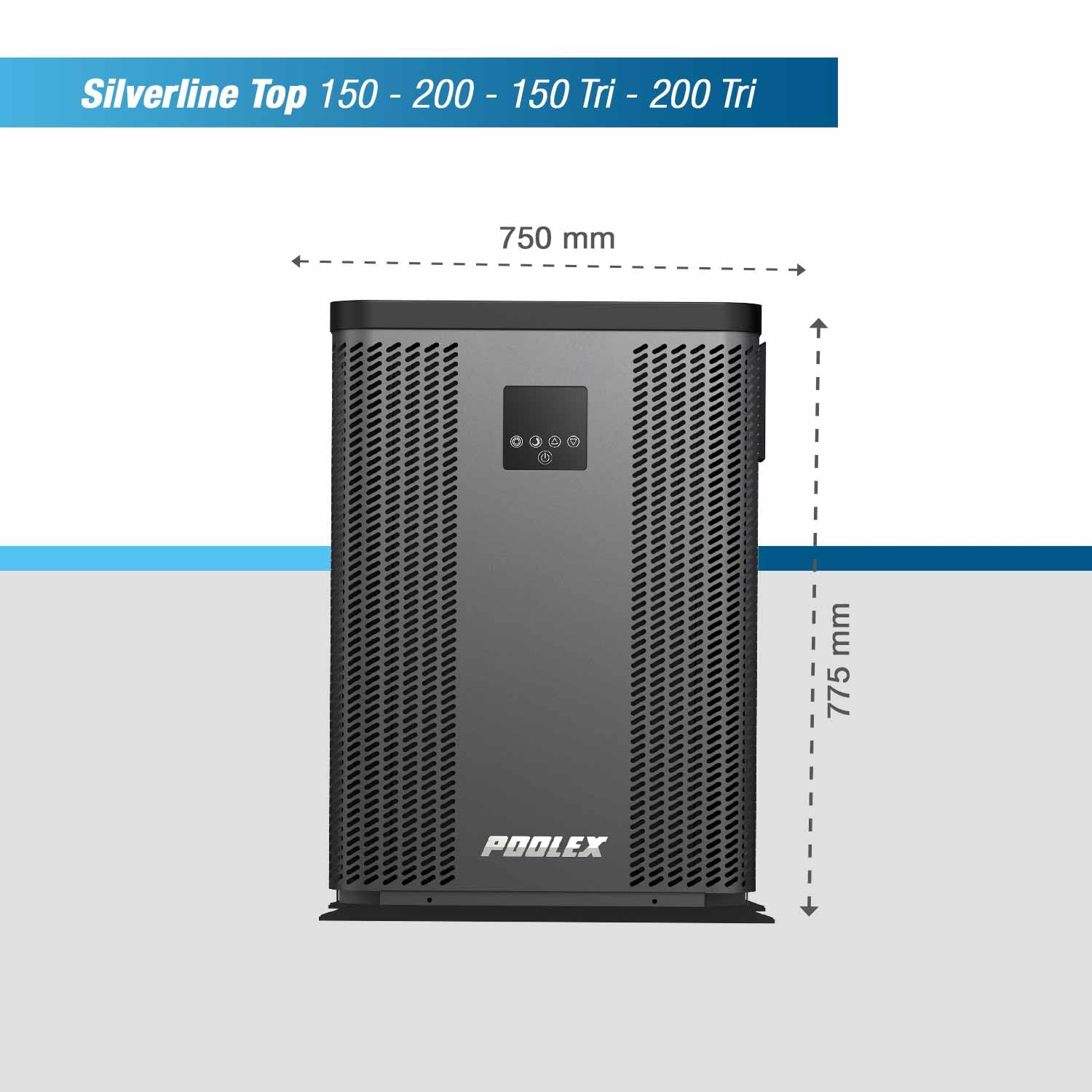 Dimensions of Silverline Top 60-90-120 models, showing 582mm width and 775mm height