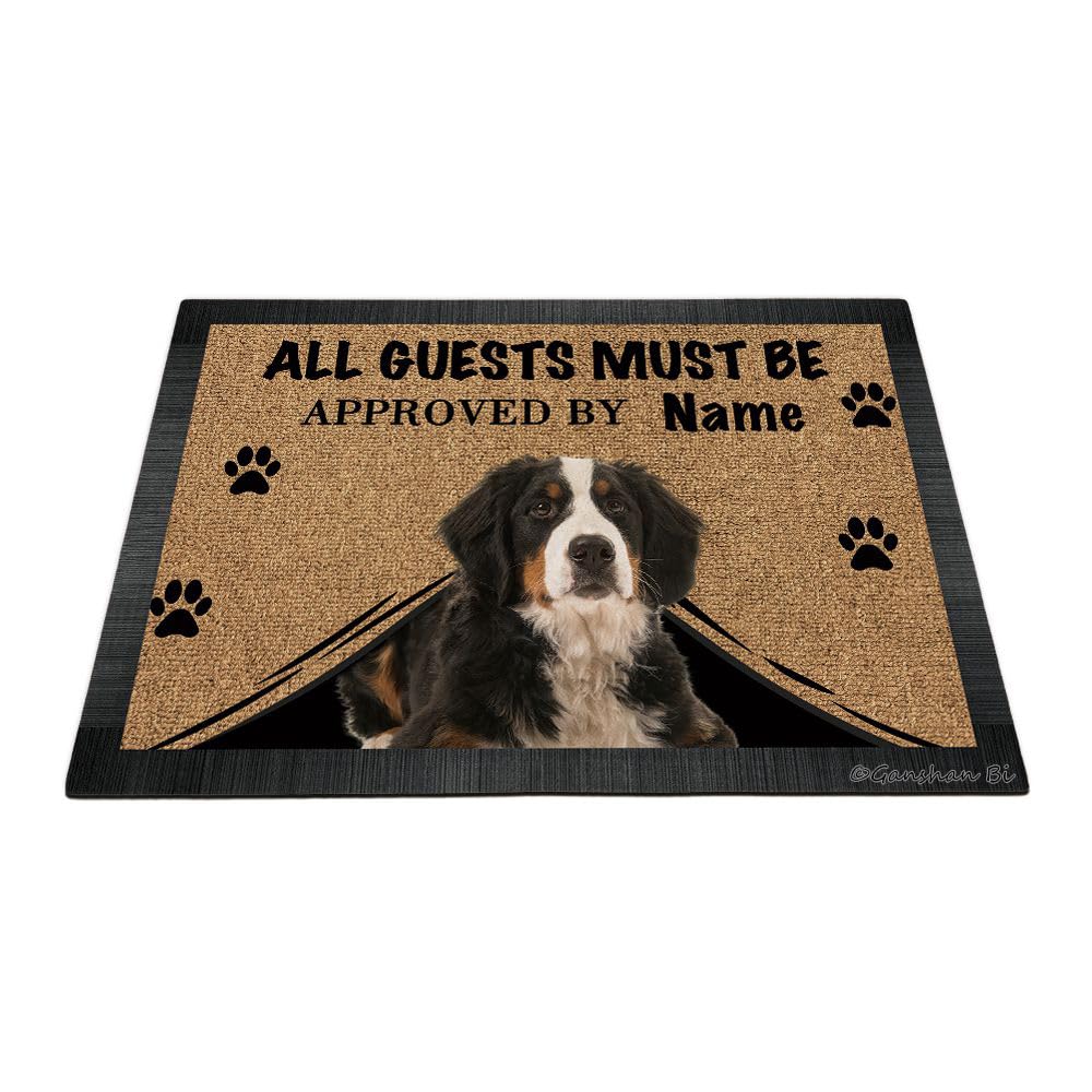 Ganshan Bi Funny Bernese Mountain Dog Welcome Doormat All Guests Must Be Approved Floor Mat Custom Door Mat Home Decor Gift for Dog Lover 35.4" x 23.6