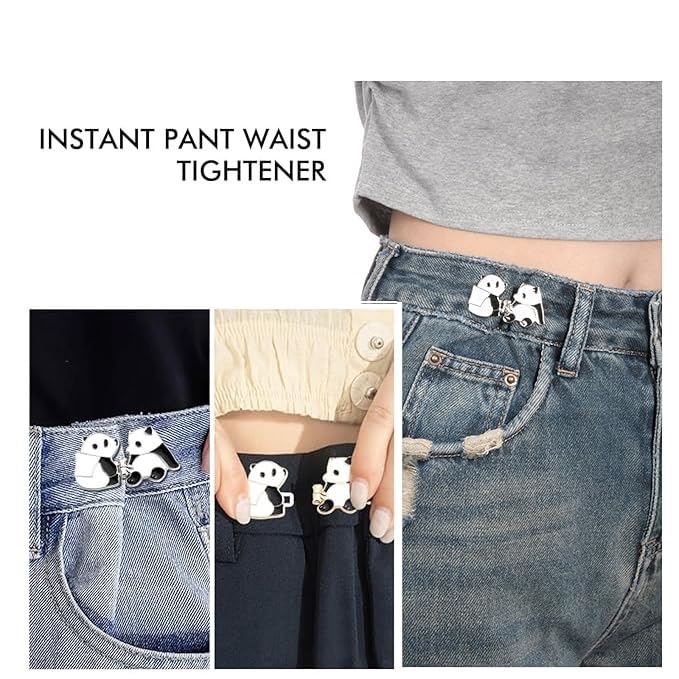 Image of YEKDA Trendy Metal Button Pins Combo Set of 5 | Cute Cartoon & Star Design Lapel Brooch Pins | Decorative Shirt Jeans Bag Pins for Men Women Kids (Panda Mix)