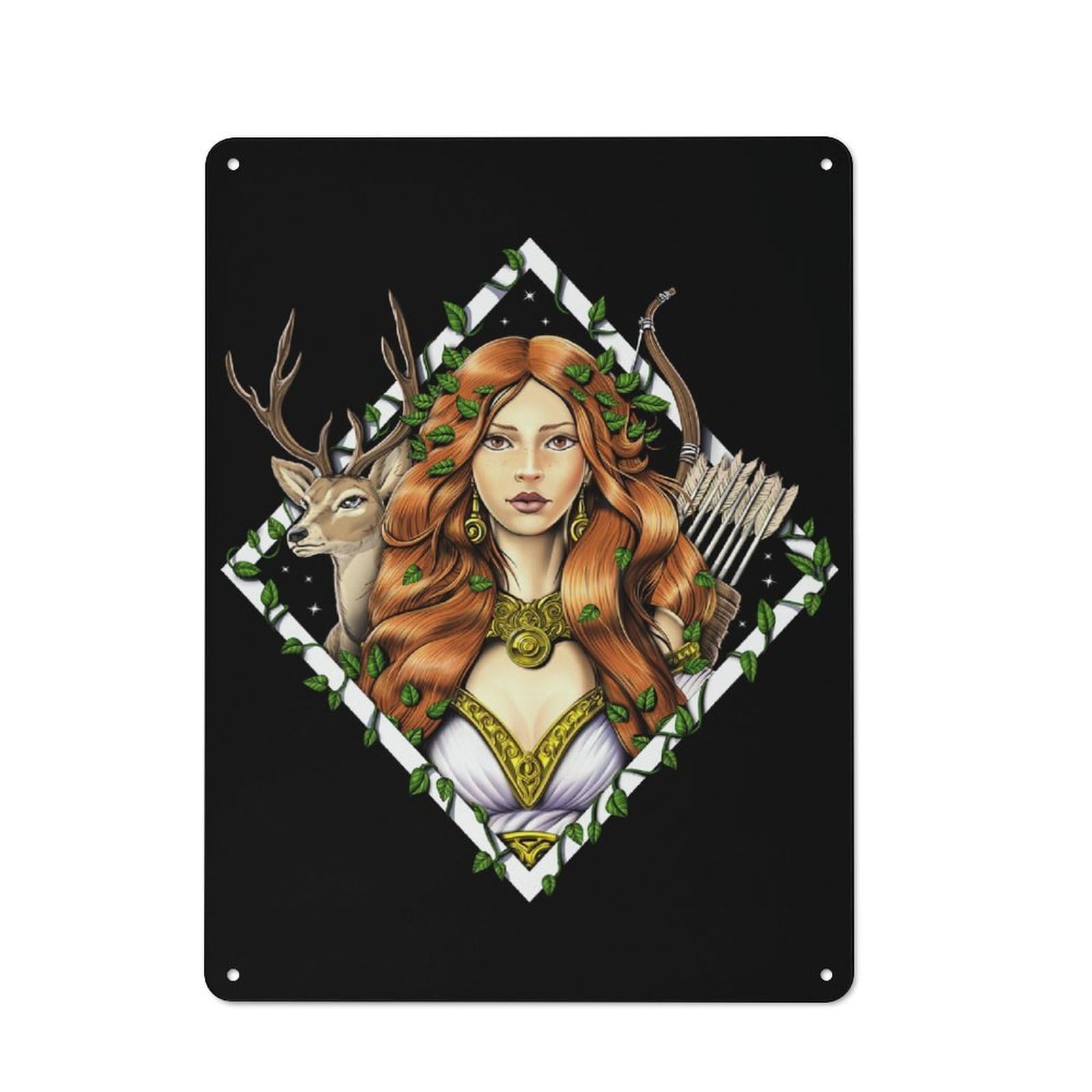 Junmoney Greek Goddess Artemis Tin Sign 40X30cm With For Workshop Wall, Rustic Decor, Suited To Workshop Decor Fans