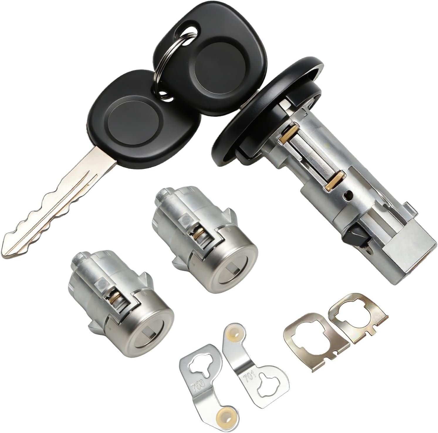 Ignition Switch Lock Cylinder with Pair Front Door Lock Cylinders Compatible with Cadillac Escalade Chevy Avalanche Silverado Suburban Tahoe Replace#: 598007 707835 706592