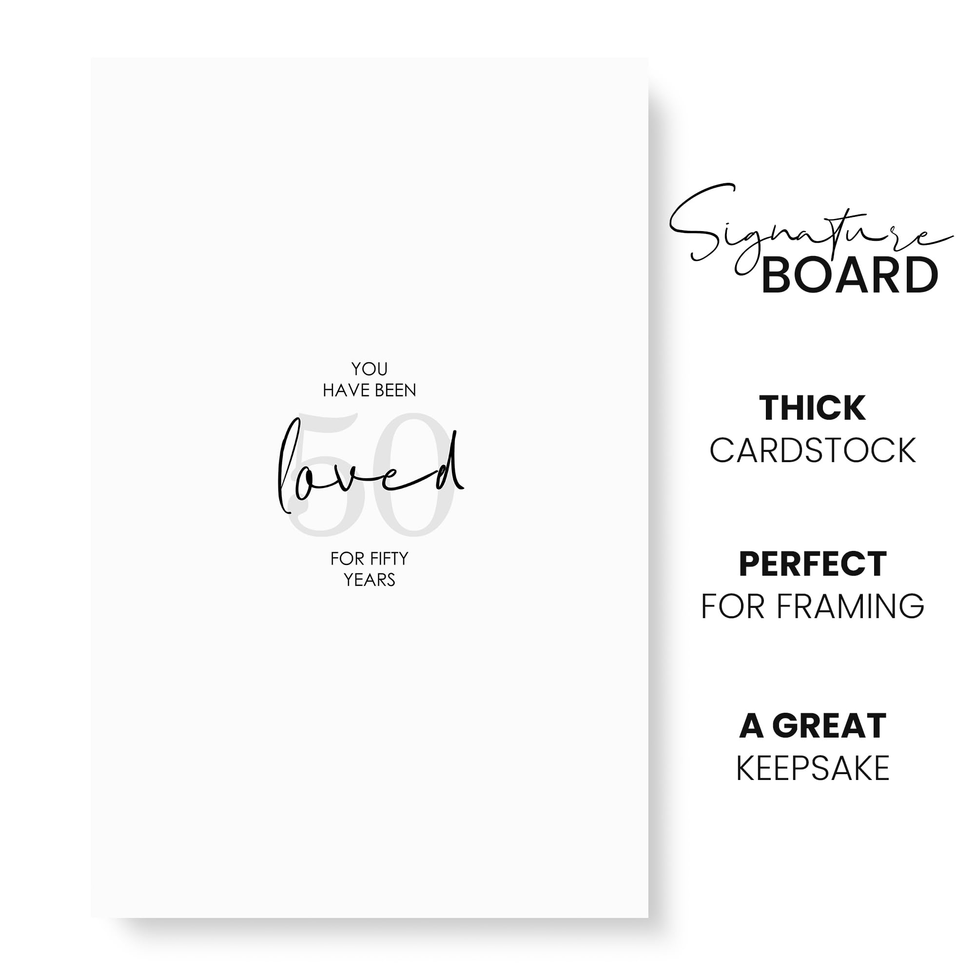 Karto 50th Birthday Signature Board for Party - Party Supplies, Guest Book, Signing Board, Or Card Alternative - Poster Size 11x17 (Unframed) - Loved