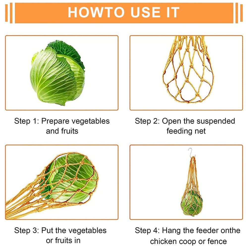 Mangiatoia Appesa Per Galline - Rete Per Verdure, Con Gancio E Forchetta, 2 Pezzi - Foto 8