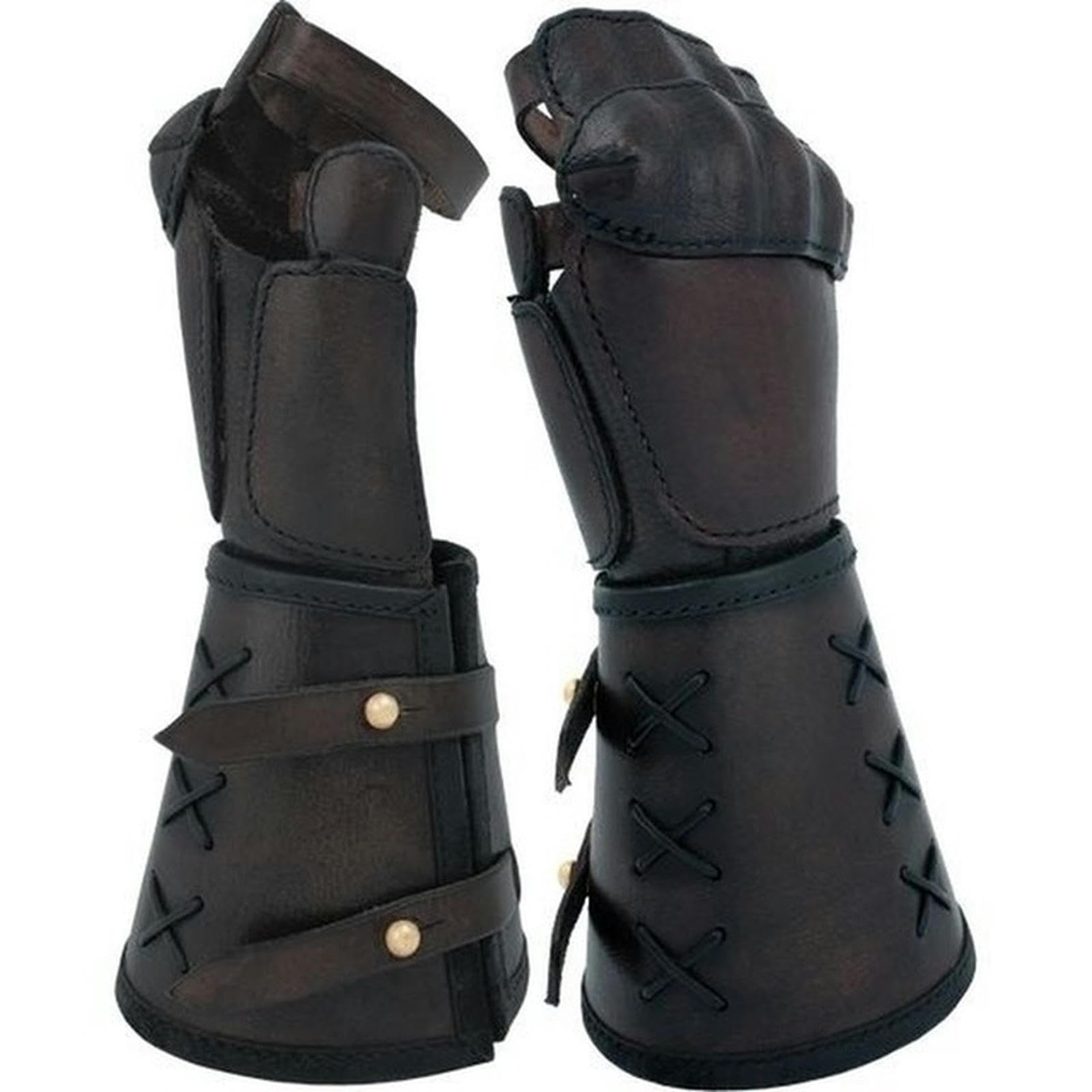 Wilsem Men's Coffee Vintage Leather Armor Bracer Steampunk Medieval Guantes Medieval Armor Gloves For Cosplay Props