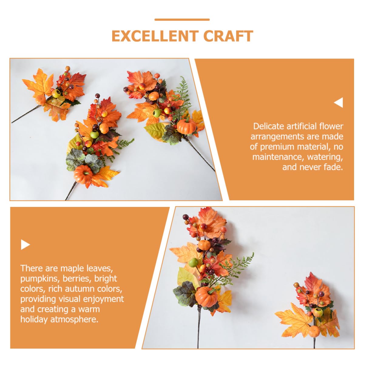 Gadpiparty Zweige Herbst 10 STK Faux-ahorn-kürbis Ahornblatt Fallen Künstlicher Kürbiszweig Ahornblatt-Bouquet Künstlicher Ahornblattzweig Thanksgiving-kürbiszweig Requisiten Seidenblume Herbst