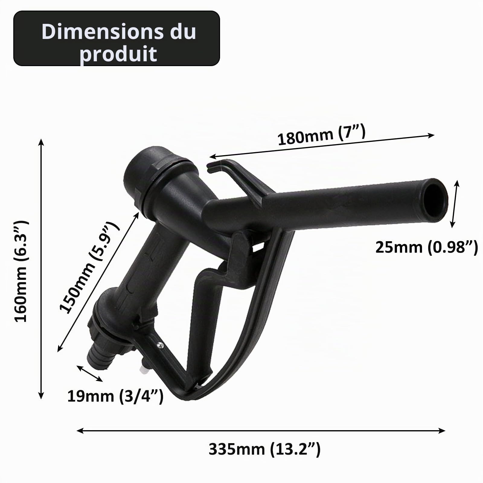 Pistolet à carburant manuel - Buse de livraison pour tuyau DN20 de 1,9 cm, outil de transfert de distribution pour produits chimiques, diesel, huile, urée