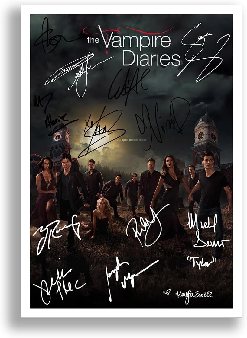 Mounted Gifts Trading The Vampire Diaries Cast Signed Autograph Signature A4 Poster Photo Print Photograph Artwork Wall Art Picture TV Show Series Season DVD Boxset Gift (A3 Poster Only, The Vampire)