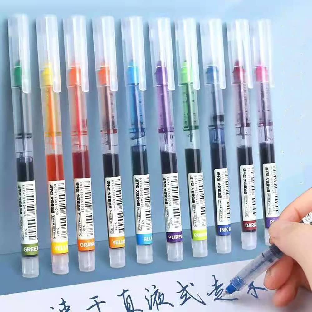 12 bolígrafos de tinta líquida, punta de aguja de 0,5 mm, tinta de secado rápido, bolígrafos rodantes, 12 colores