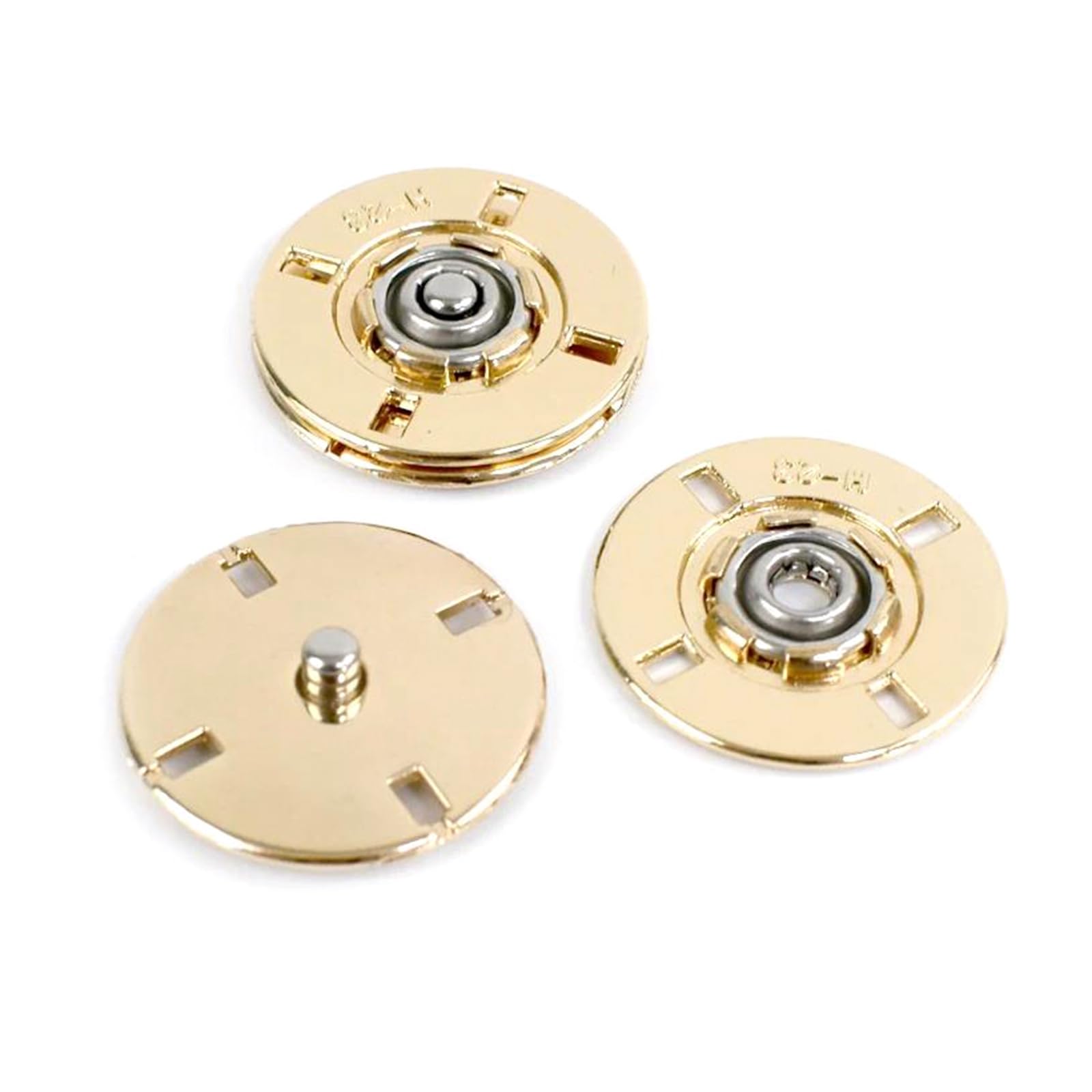 20Sets 10-25mm Invisible Metal Snap Button, Fastener for Female Coat Bag DIY Clothing Snaps Sewing Supplies,Gold,15mm