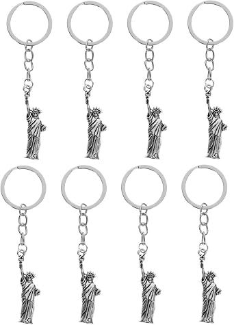 Alipis 8pcs Lady Liberty Keychain, Statue of Liberty Replica Souvenir Metal Keyring New York Souvenir 4th of July Independence Day Patriotic Keyring for Memorial Day