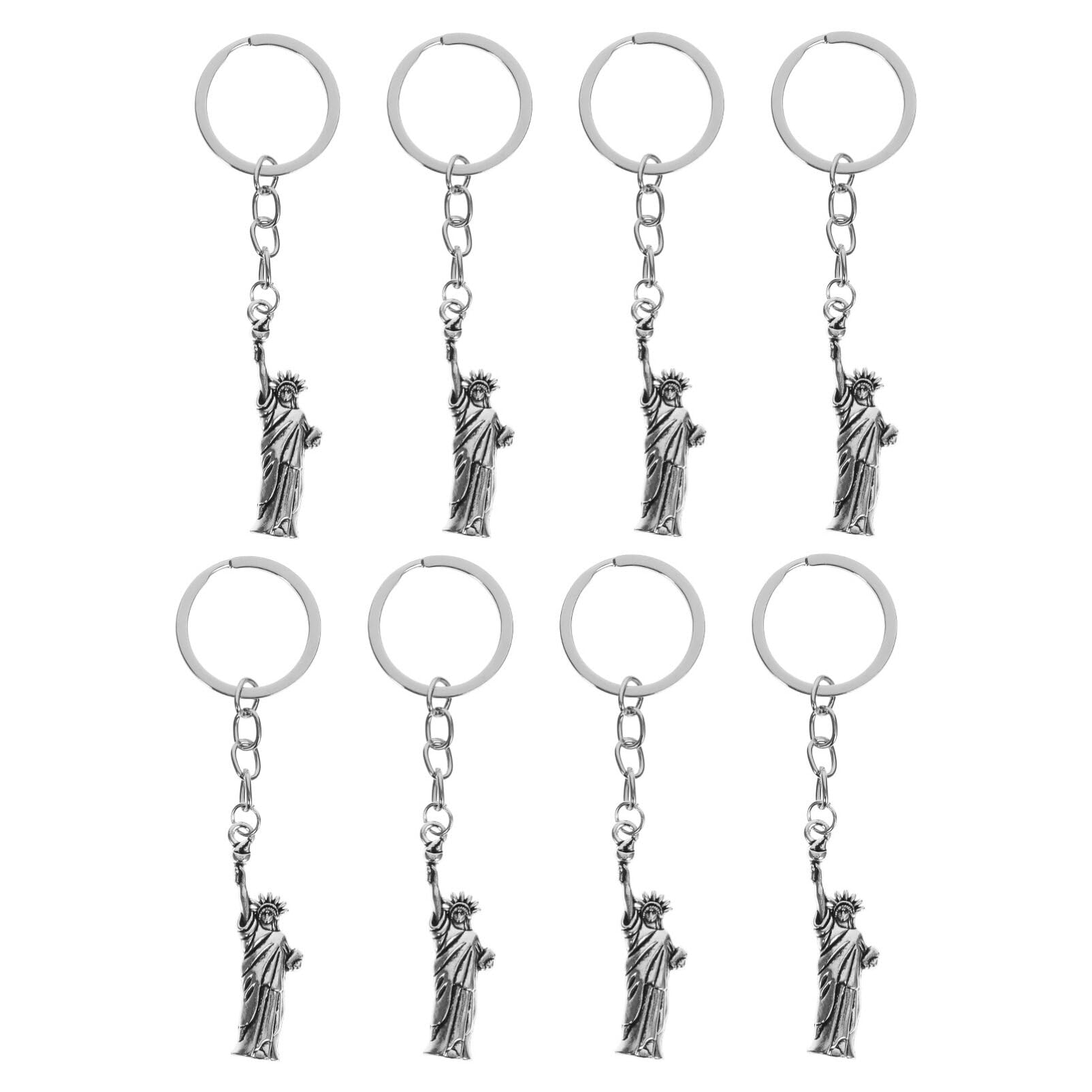 8pcs Lady Liberty Keychain, Statue of Liberty Replica Souvenir Metal Keyring New York Souvenir 4th of July Independence Day Patriotic Keyring for Memorial Day