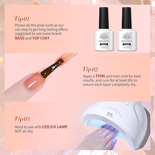 Miniatura 9 de Born Pretty Esmalte de uñas de gel naranja de gelatina de hielo sin hema, transparente, naranja natural, translúcido, esmalte de gel semipermanente,