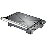 Melissa 16240111 - Contact Grill Panini and Sandwich Maker - Non-Stick Coating - 1000 Watt - Non-slip Feet - Silver