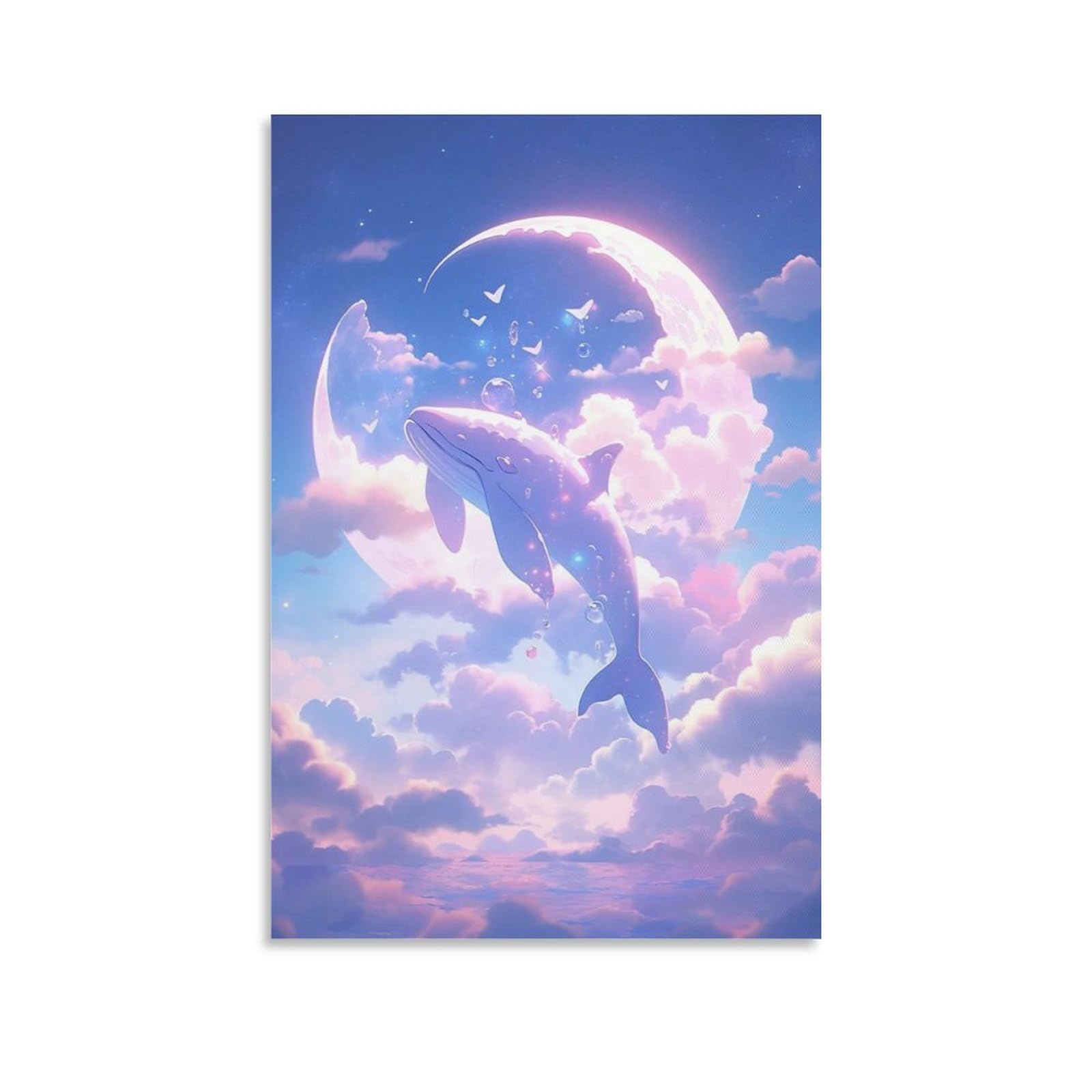 Amazon.co.jp: 絵画 クジラは雲に乗って空を飛びますインテリア 絵画