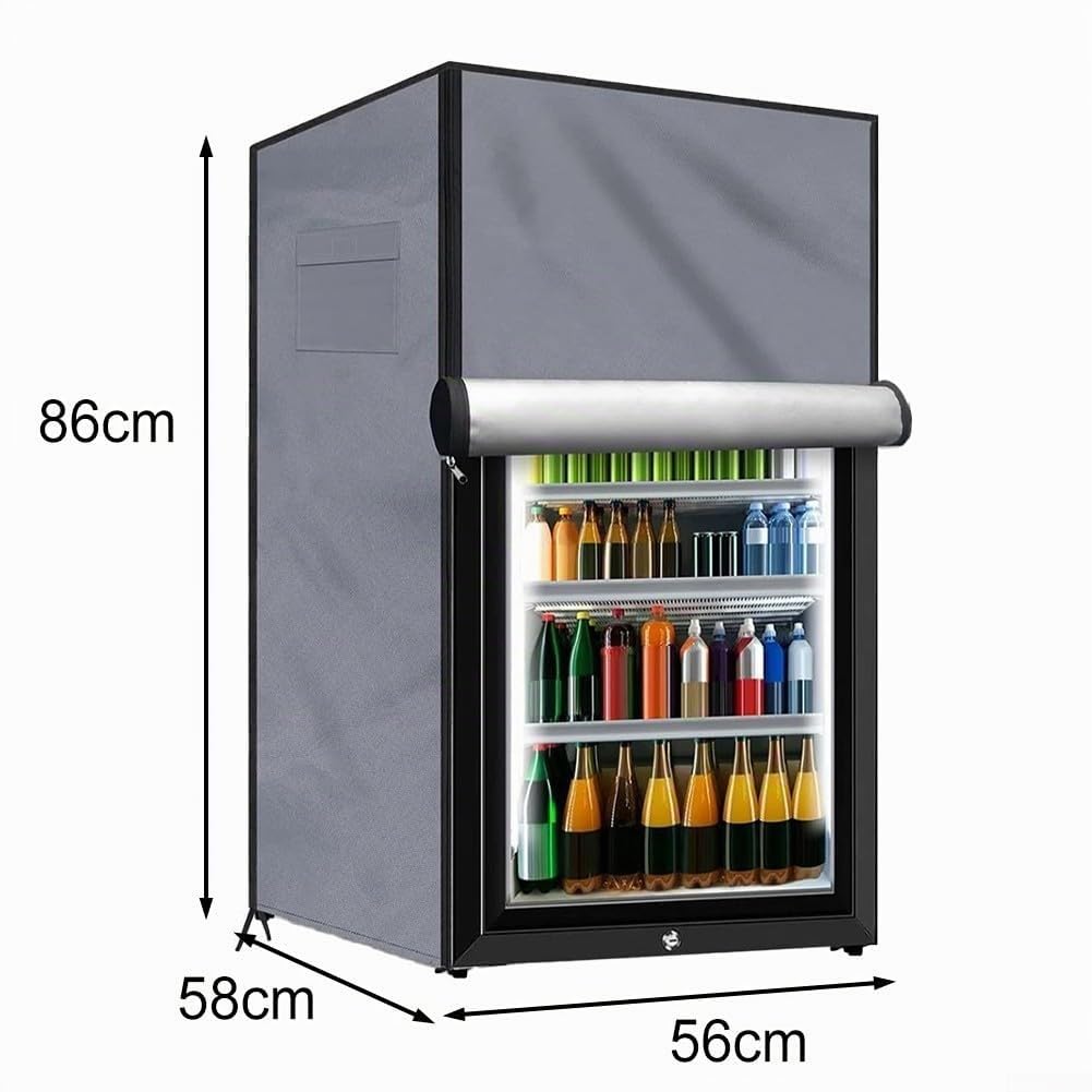 Funda de nevera exterior 210D resistente e impermeable para proteger congeladores verticales/refrigerador de bebidas (gris 56 x 58 x 86 cm)