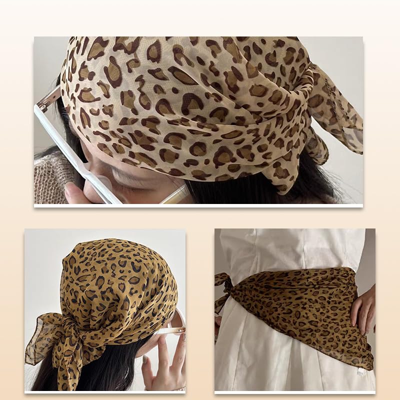 ShiQiao Spl Head Hair Scarf for Women Ponytail Holders Cheetah Print Headwraps Silk Leopard Print Head Scarf for Women Kerchief Elastic Hair Ties Cheetah Print Bandana Head Wrap Head Headscarf4