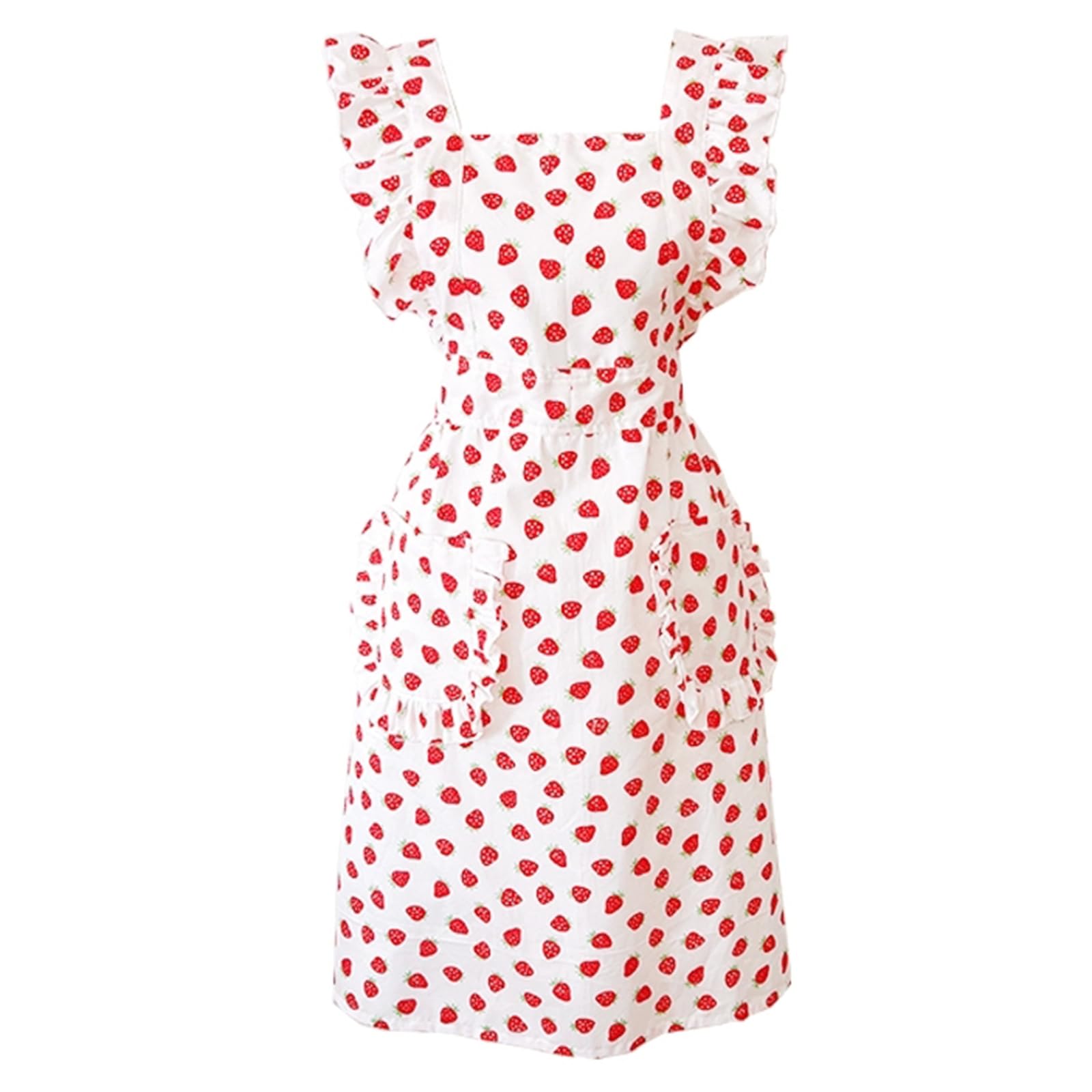 Grembiule Donna con Tasche, Grembiule da Cucina Regolabile in Cotone per Cucinare, Cuocere, GiardinaggioPink,One Size